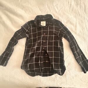 Perfect Shirt, Soft Light Flannel, Medium, Black and Cream Windowpane pattern